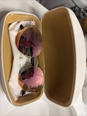 Michael Kors Gold Frame Sunglasses with Pink Mirrored Lenses
